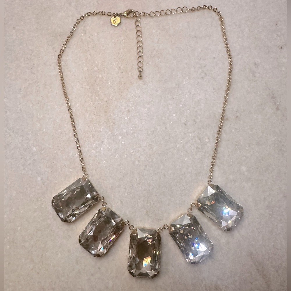 Touchstone Swarovski Crystal large statement necklace in gold